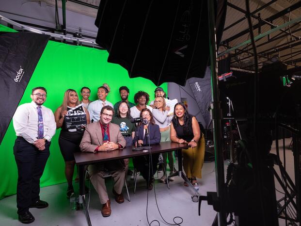 Photo of digital media students in studio