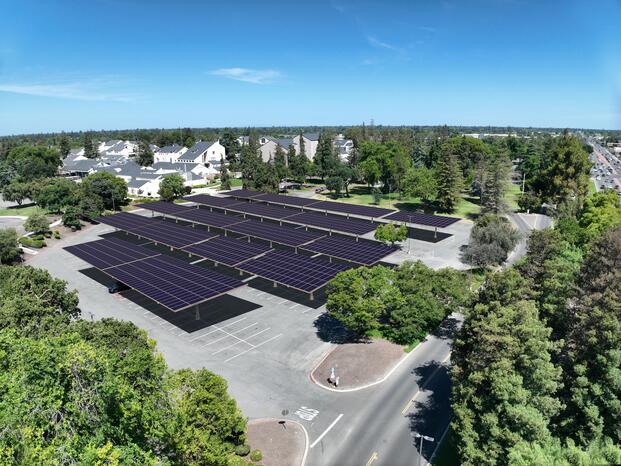 Rendering depicting solar panel array on the L3 parking lot