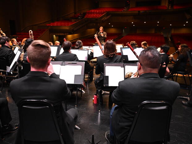 Students playing in a musical concert