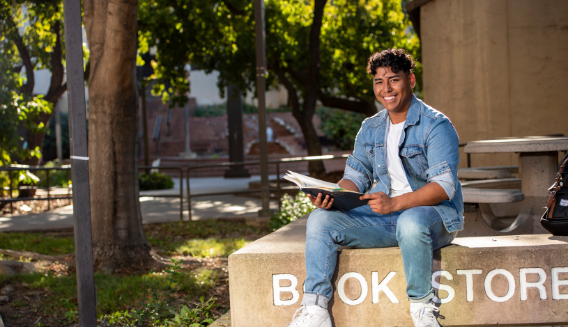 student reading a book