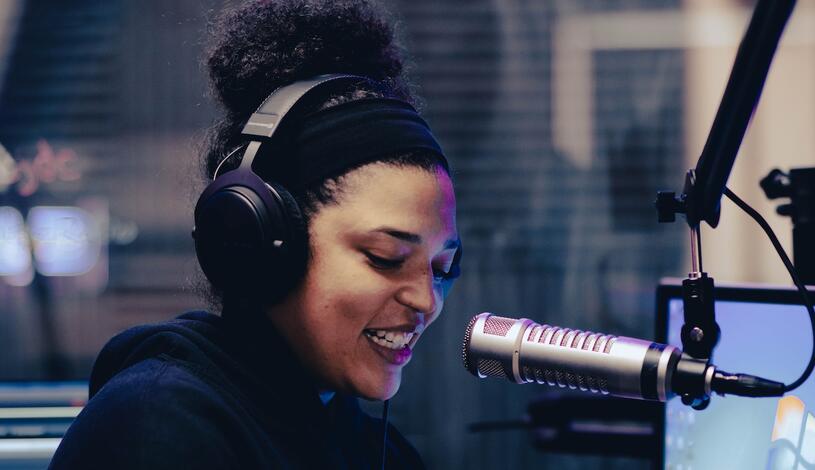 Delta student broadcasting on KWDC radio