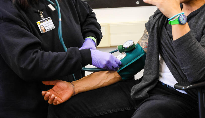 student taking vitals