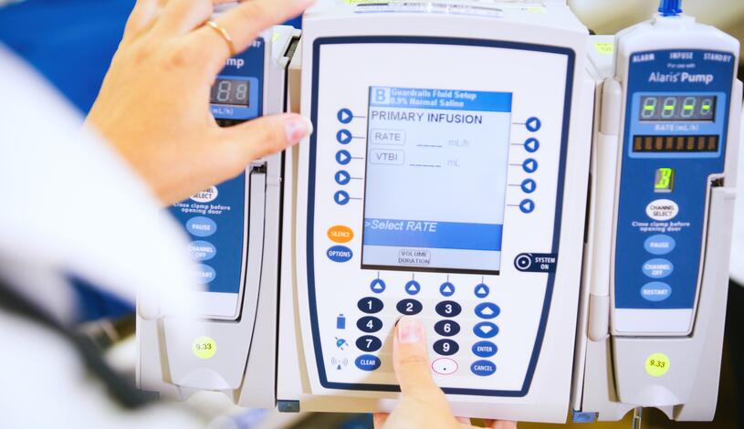 student using a vital machine