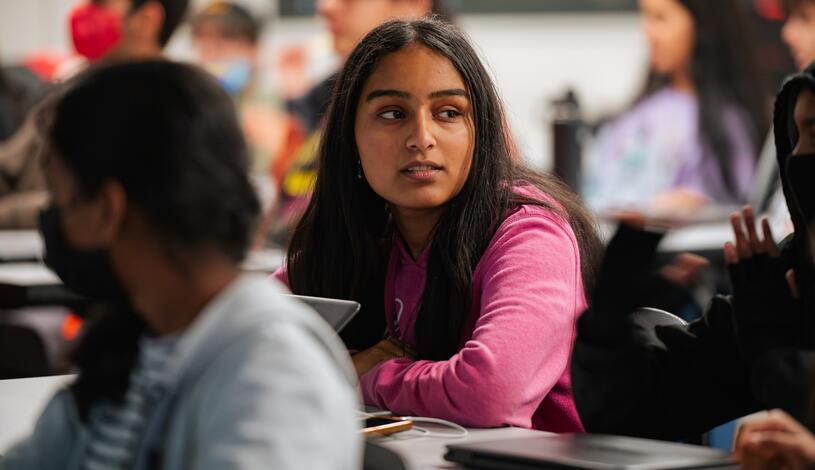 An Early College Pathway student attends class at Mountain House