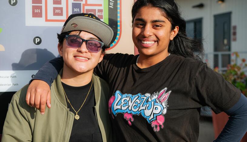 Two ECP students pose for a photo at the Mountain House campus