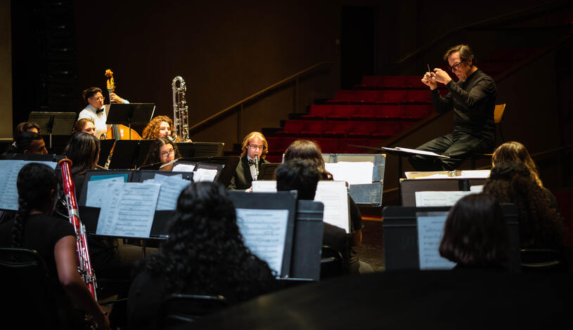 Student musicians perform in concert band