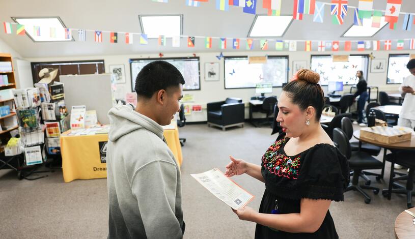 A student gets help at the Dreamers Success Center