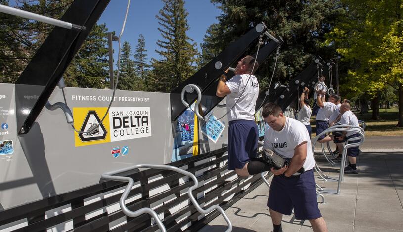 POST Academy cadets work out at Delta's exercise court