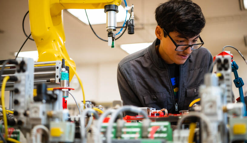 Photo of a student in robotics class