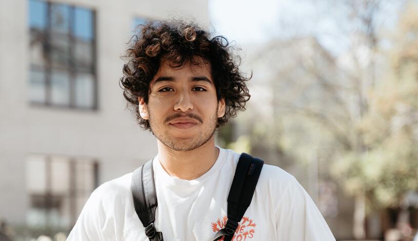 Photo of a student between classes