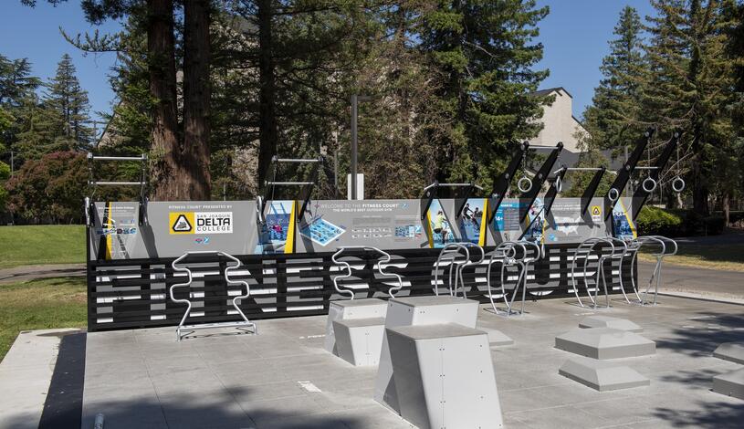 A photo of the fitness court, free and open for the public to use