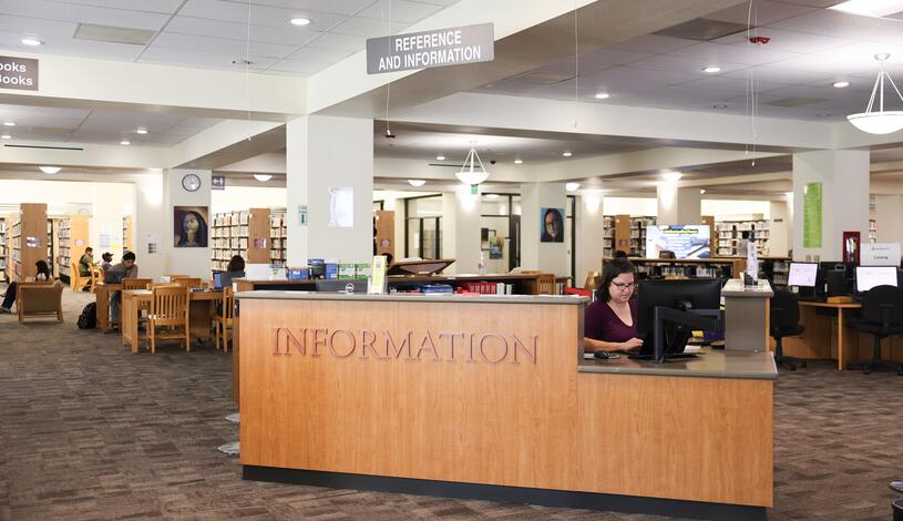 Photo of the Reference Desk in the library