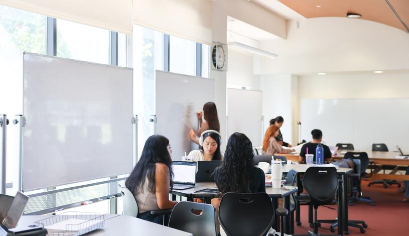 Photo of students working at the Math and Science Learning Center