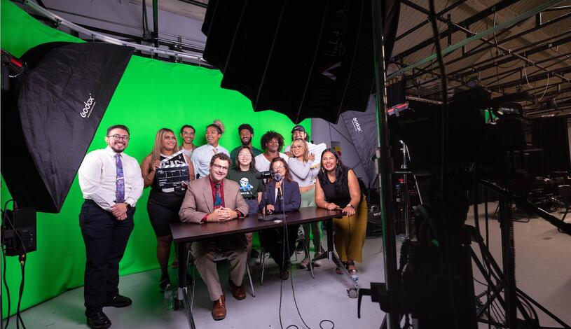 Photo of digital media students in studio