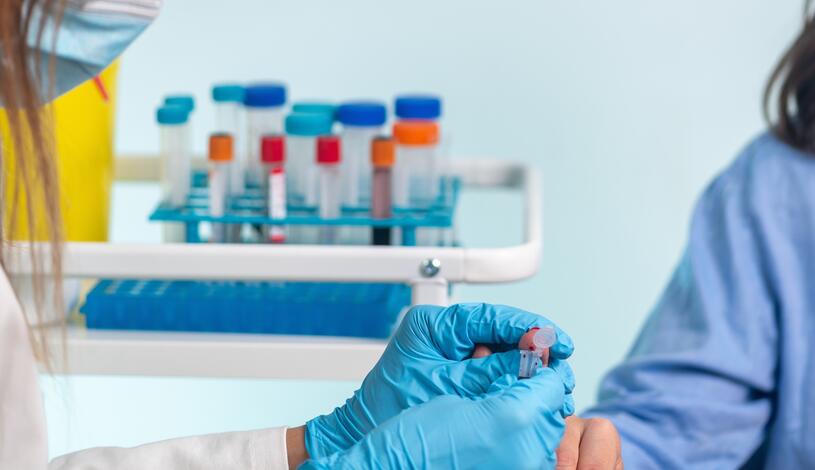 Photo of a phlebotomist at work