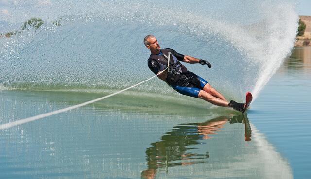 A waterskier on the Sacramento-San Joaquin Delta