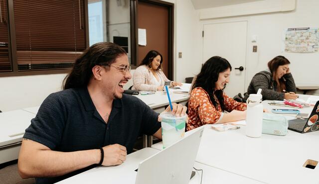 Photo of a student in architectural drafting course