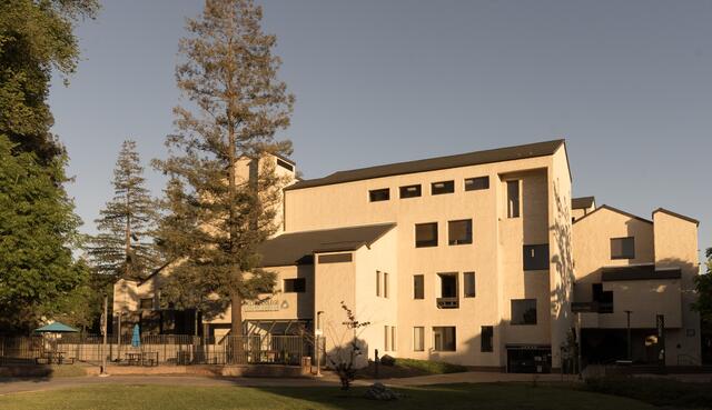 A photo of the Locke Center, one of the older legacy buildings at Delta College