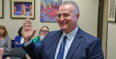 Dr. Armando Valerio is sworn is as a Delta College trustee