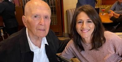 Ernie Marcopulos with Delta College women's basketball coach Gina Johnson