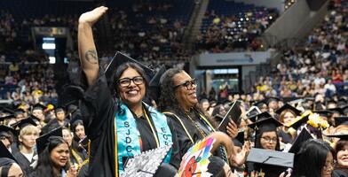 Photo of students celebrating at Commencement