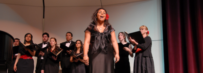 Student on Stage Singing