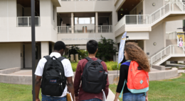 Students at Delta's Science and Math Building