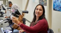 An electron microscopy student at Delta College