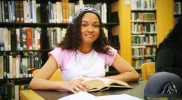A student studies at the Delta College Library
