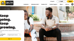 Screenshot of the new Delta College website