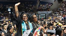Photo of students celebrating at Commencement