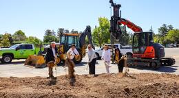 Photo of Delta College trustees turning earth on the Energy Efficiency Project