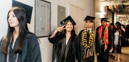 Students walking during Commencement ceremony