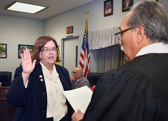 Trustee Teresa Brown is sworn in for her third term in 2016